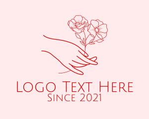 Botanist - Red Flower Outline logo design
