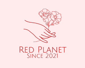 Red Flower Outline  logo design