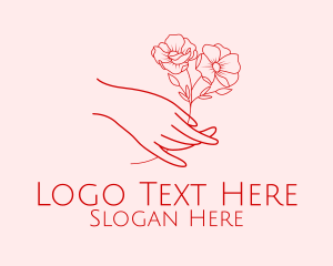 Red Flower Outline  Logo