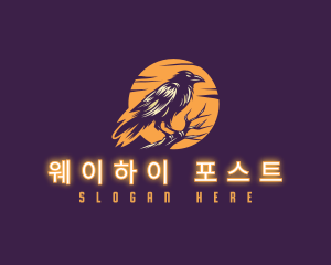 Moonlight Raven Crow logo design