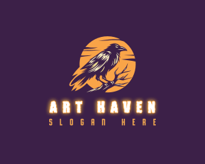 Moonlight Raven Crow logo design