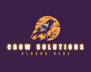 Moonlight Raven Crow logo design