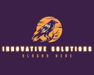 Moonlight Raven Crow logo design