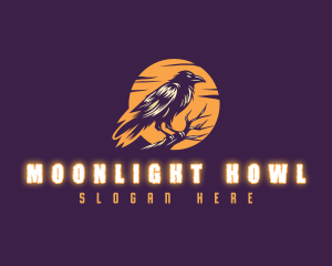 Moonlight Raven Crow logo design