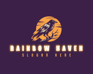 Moonlight Raven Crow logo design