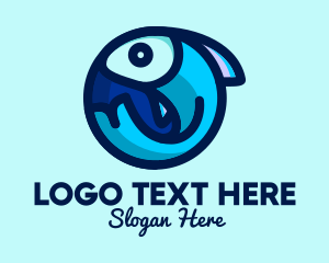 Pet Store - Blue Fish  Circle logo design