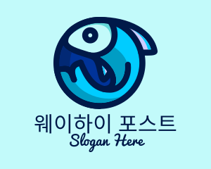 Blue Fish  Circle logo design