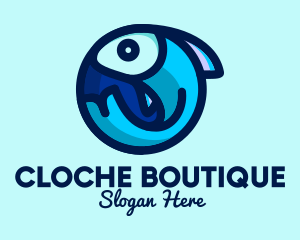 Blue Fish  Circle logo design