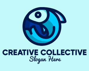 Blue Fish  Circle logo design