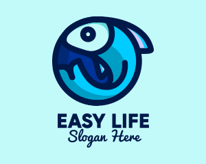 Blue Fish  Circle logo design