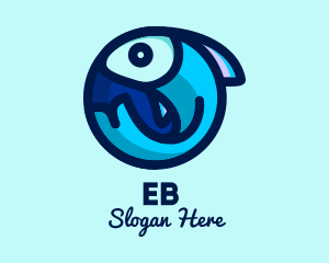 Blue Fish  Circle logo design