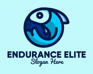 Blue Fish  Circle logo design