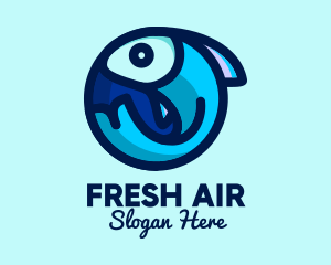 Blue Fish  Circle logo design