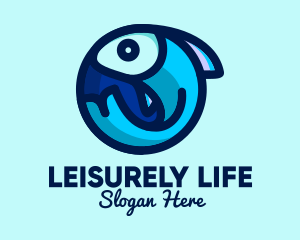 Blue Fish  Circle logo design