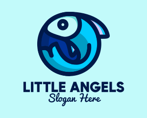 Blue Fish  Circle logo design