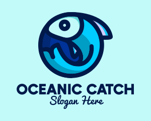 Fish - Blue Fish  Circle logo design