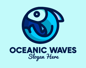 Marine Life - Blue Fish  Circle logo design