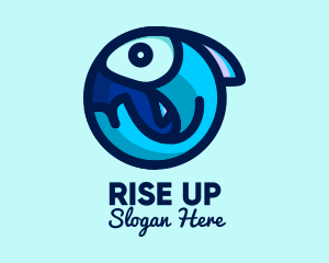 Blue Fish  Circle logo design