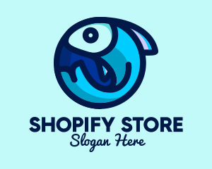 Blue Fish  Circle logo design