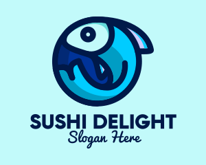 Blue Fish  Circle logo design