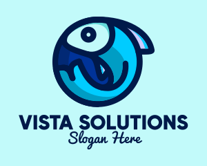 Blue Fish  Circle logo design