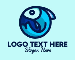 Seafood - Blue Fish  Circle logo design