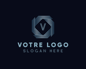 Pr - Metallic Octagon Corporate Business logo design