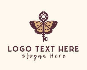 Keysmith - Butterfly Insect Key logo design