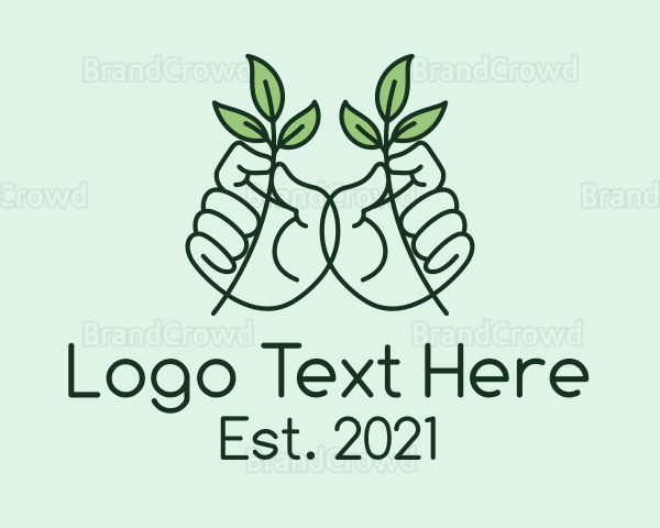 Leaf Plant Hands Logo