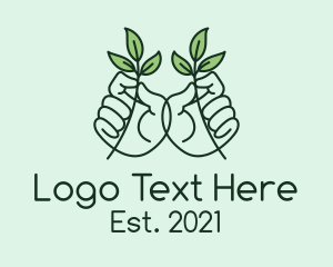 Vegetarian - Leaf Plant Hands logo design