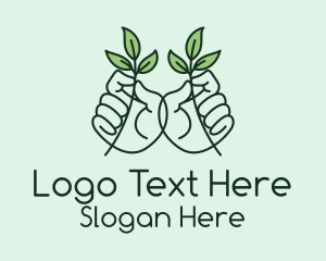 Leaf Plant Hands Logo
