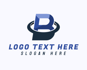 Video Game - Letter B Planet Orbit logo design
