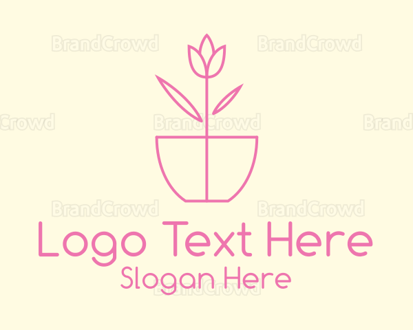 Minimalist Tulip Flower Pot Logo