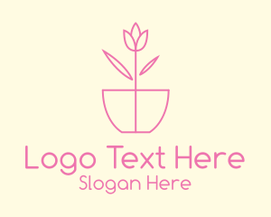Line - Minimalist Tulip Flower Pot logo design
