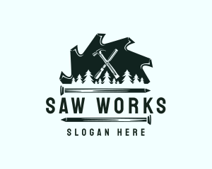 Chainsaw Woodcutter Carpenter logo design