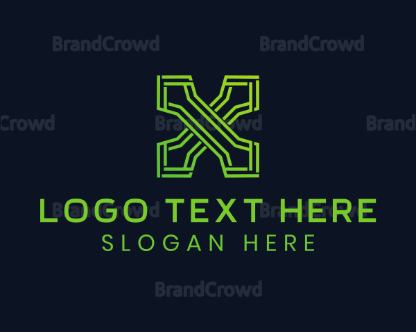 Green Tech Letter X Logo