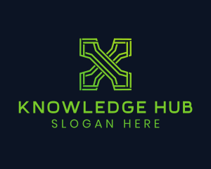 Green Tech Letter X Logo