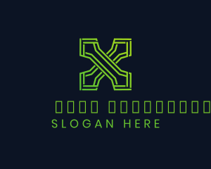Gamer - Green Tech Letter X logo design