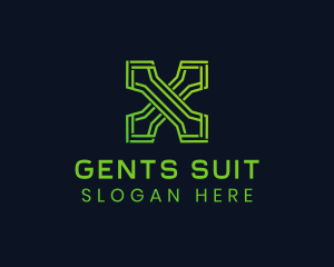 Green Tech Letter X logo design