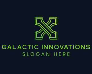 Sci Fi - Green Tech Letter X logo design