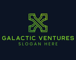 Sci Fi - Green Tech Letter X logo design