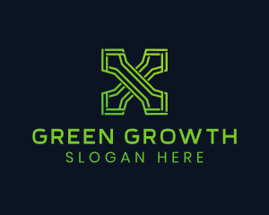 Green Tech Letter X logo design