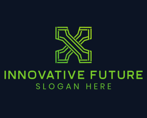 Future - Green Tech Letter X logo design
