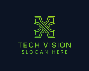 Future - Green Tech Letter X logo design