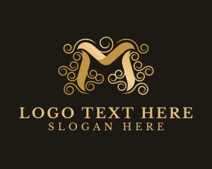 Letter Vo - Elegant Gold Letter M logo design