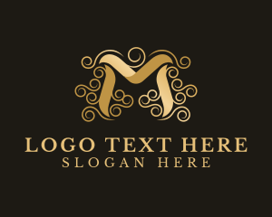Gold - Elegant Gold Letter M logo design