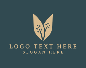 Organic - Tree Leaves Letter V logo design