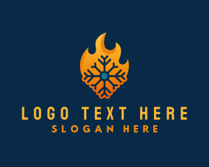 Torch - Ice Snowflake Flame logo design