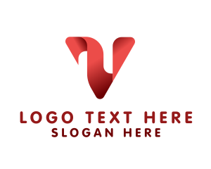 Modern Ribbon V logo design