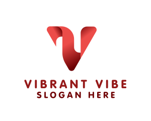 Modern Ribbon V logo design